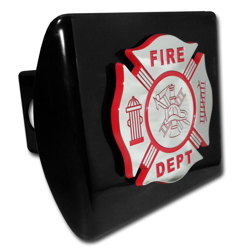 Elektroplate Firefight Red Emblem Black All Metal Hitch Cover FIRE-RED-BLK-HC 